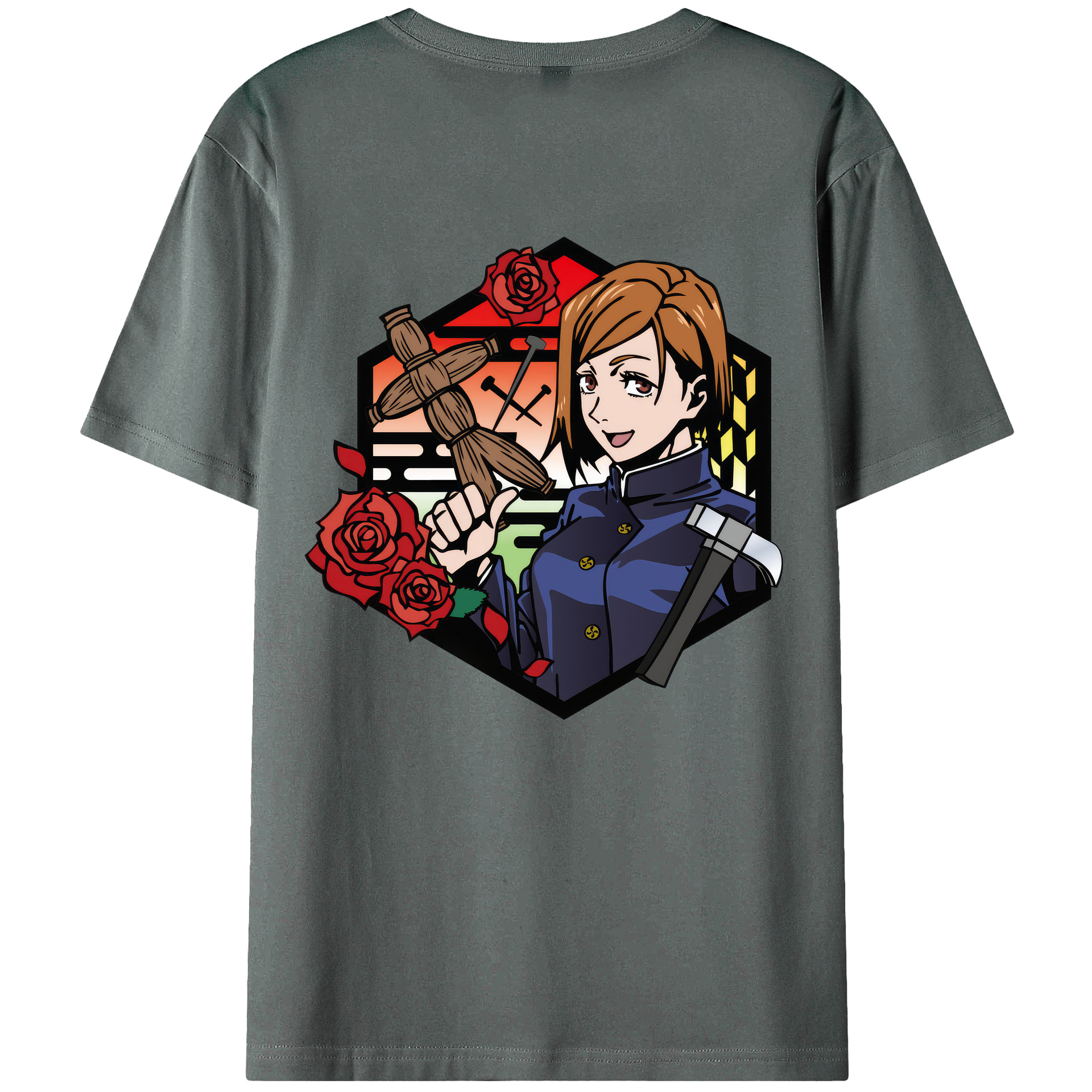 （画像用） 呪術廻戦 Jujutsu Kaisen 綿100％ メンズ半袖Tシャツ（バックプリント） 通気性